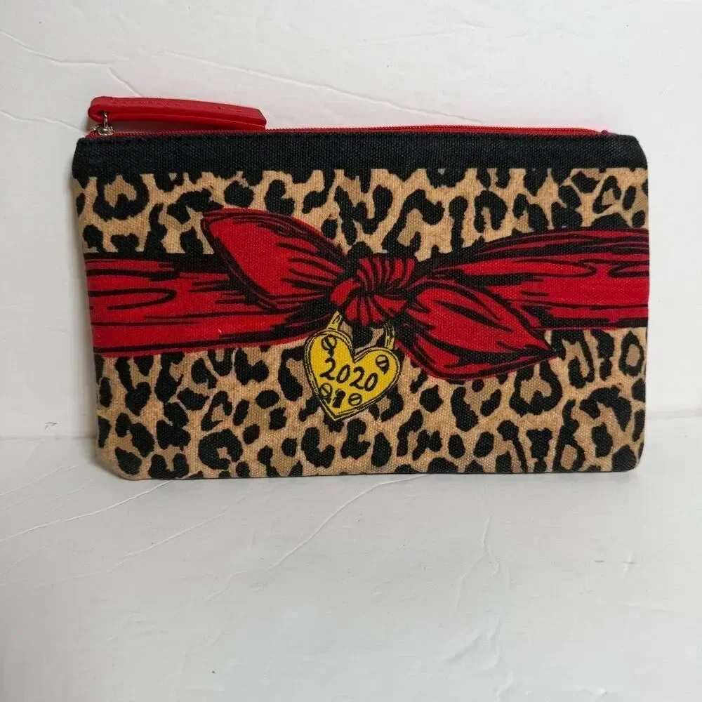 Brighton Red Leopard Print Cosmetic Bag Heart 2020 Love Top Zip Pouch